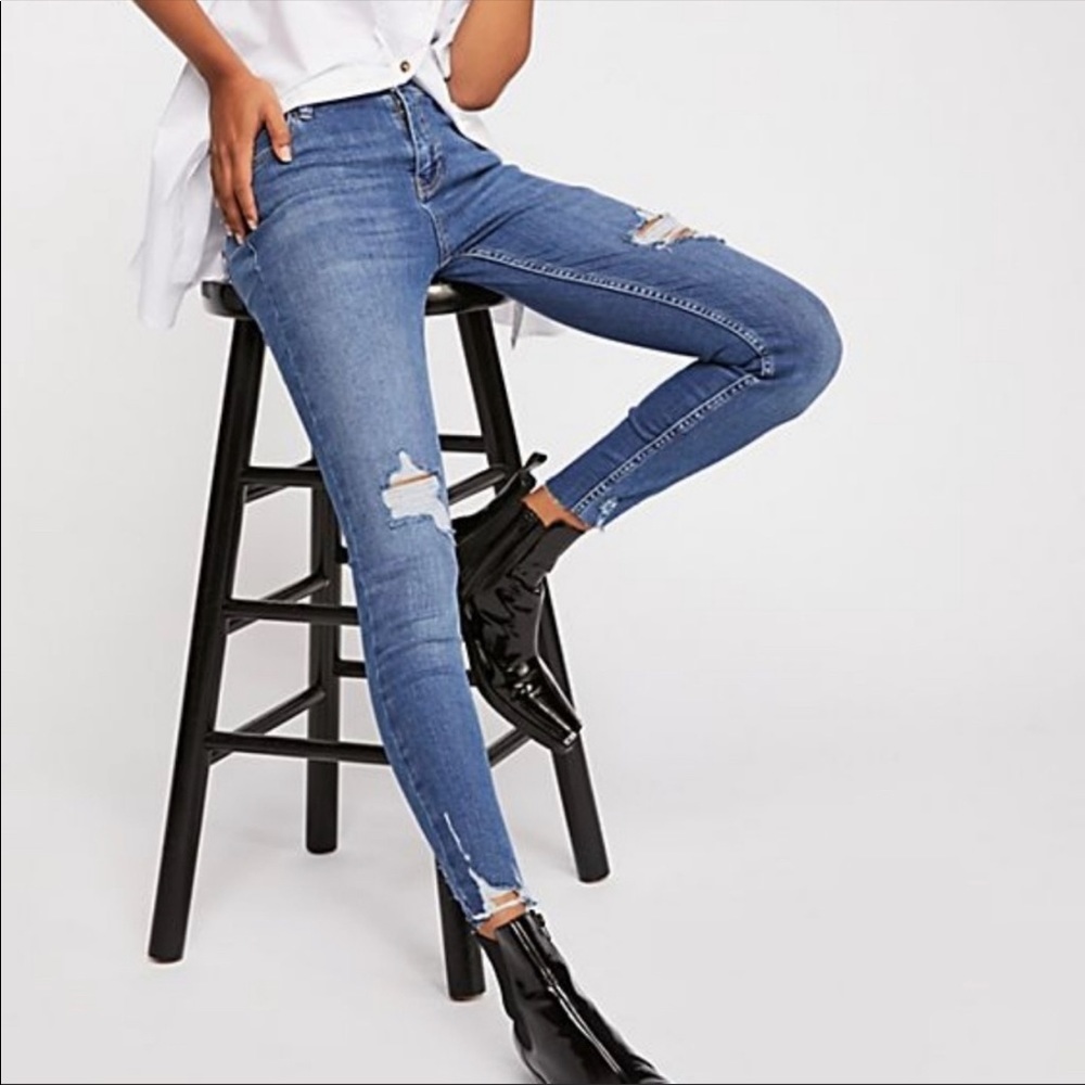 Free People Shark Bite High Waist Skinny Jeans